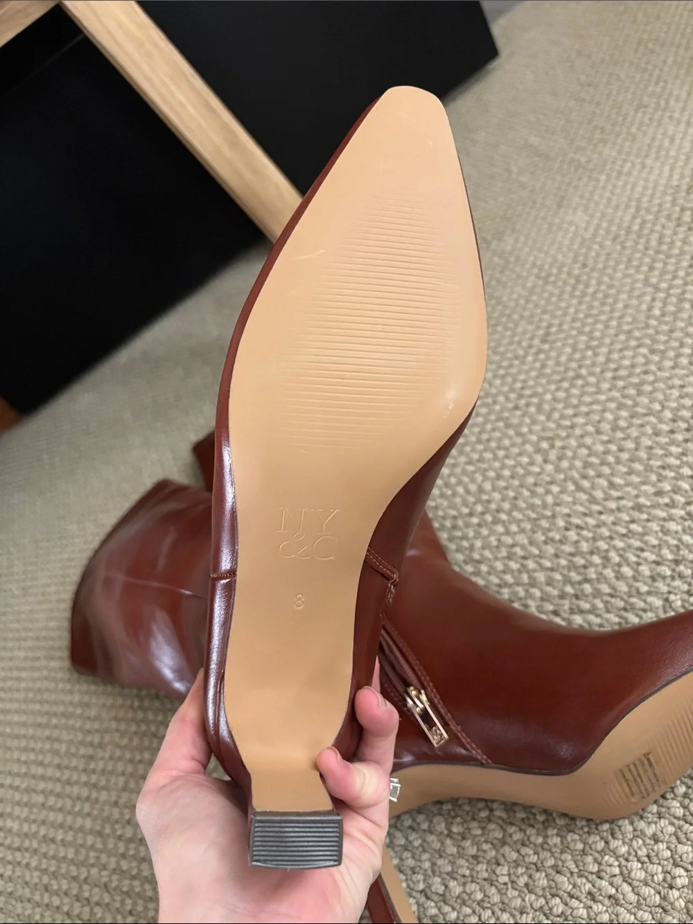 New York & Company Chestnut Knee-high Pointed Toe Boots